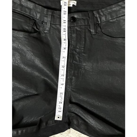 Good American 'Good Classic" Coated Skinnyish Fit Hi-Rise Black Women Size 14/32 - Picture 7 of 13